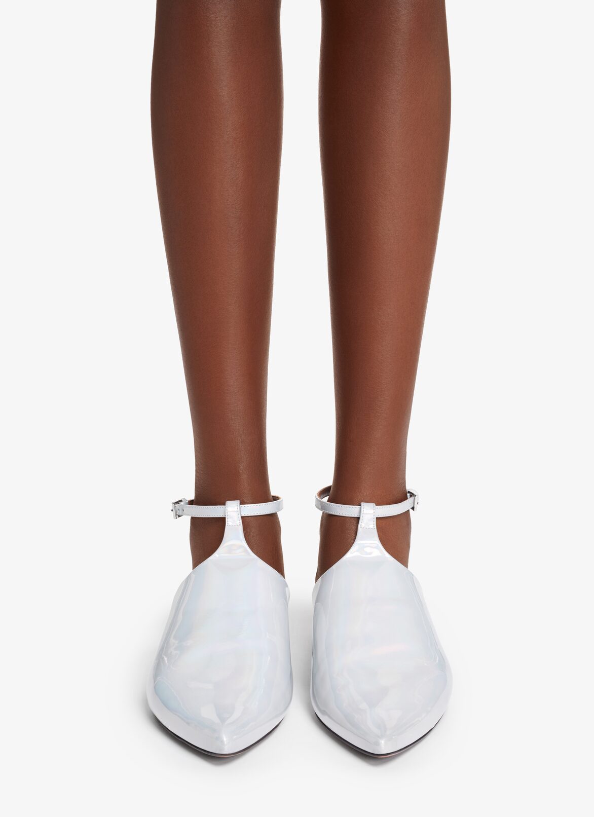 LEATHER FLAT BABOUCHES  ALAÏA REFLEX WHITE LEATHER FLAT BABOUCHES